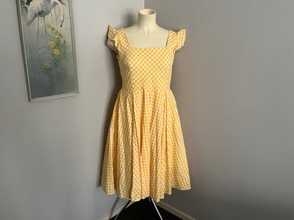 PRETTY DRESS COMPANY YELLOW GINGHAM DRESS SZ 18