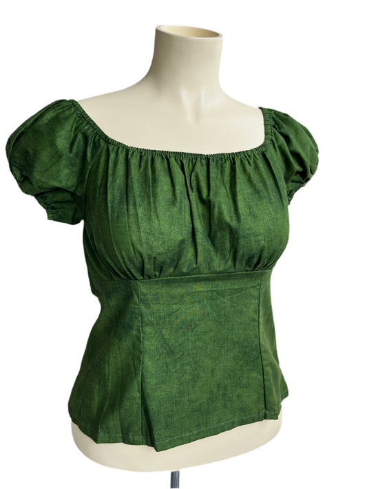 DARK GREEN PEASANT TOP