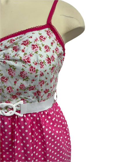 MISS FORTUNE - PINK POLKADOT DRESS SZ 12/14