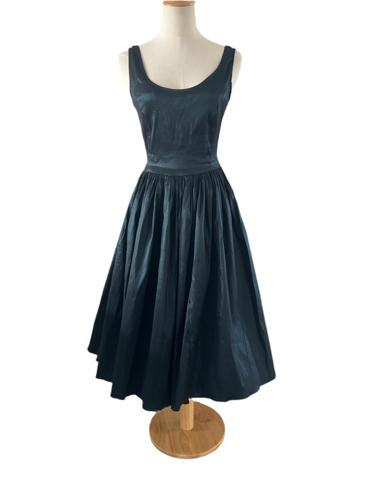 PEACOCK GREEN TAFFETA DRESS sz8