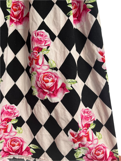 HELLBUNNY - HARLEQUIN ROSE SKIRT sz 20