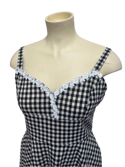 BLACK & WHITE COTTON GINGHAM DRESS sz 16