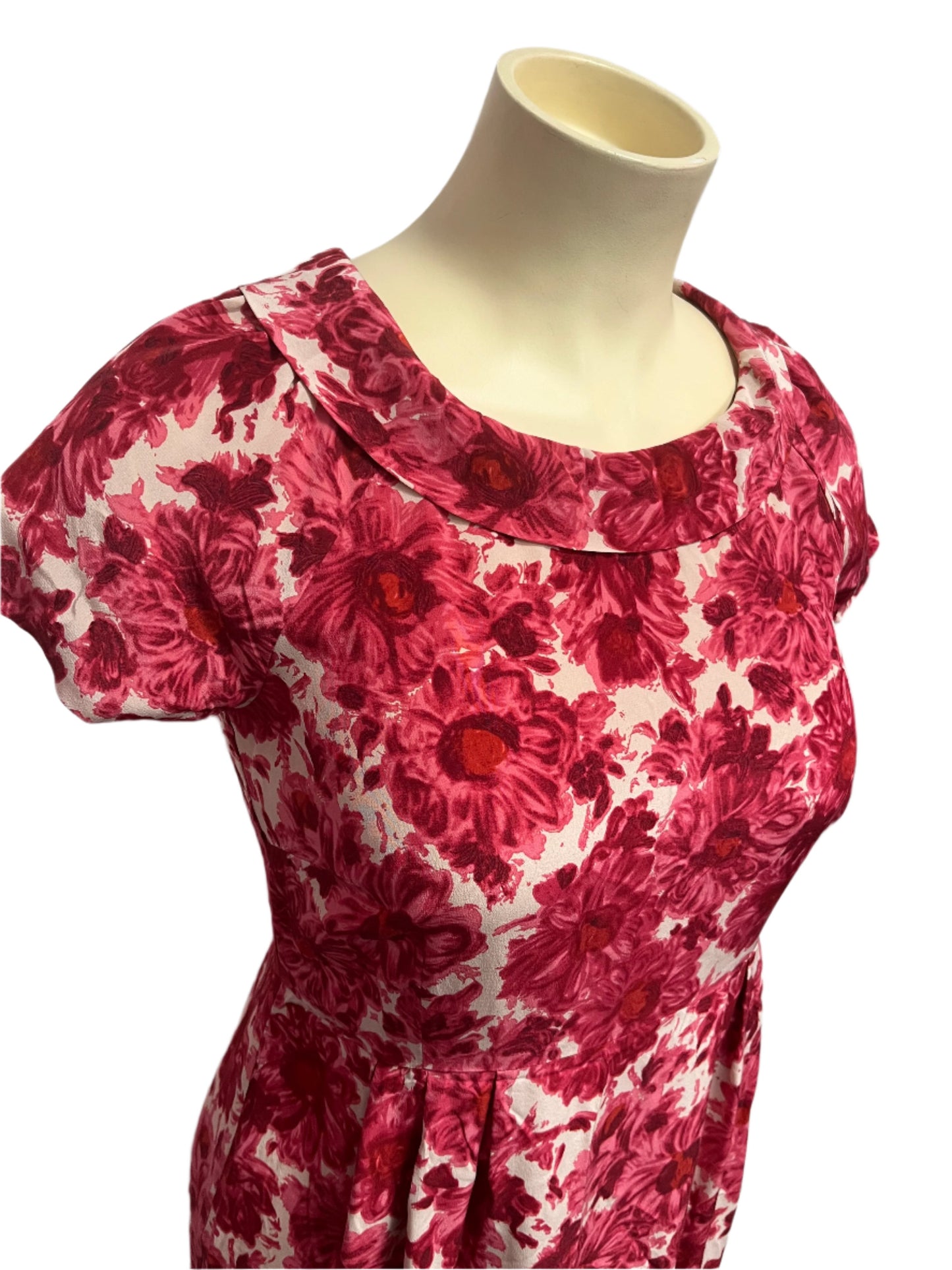 MARILYN MOORE - RED ROSE SILK DRESS sz 14