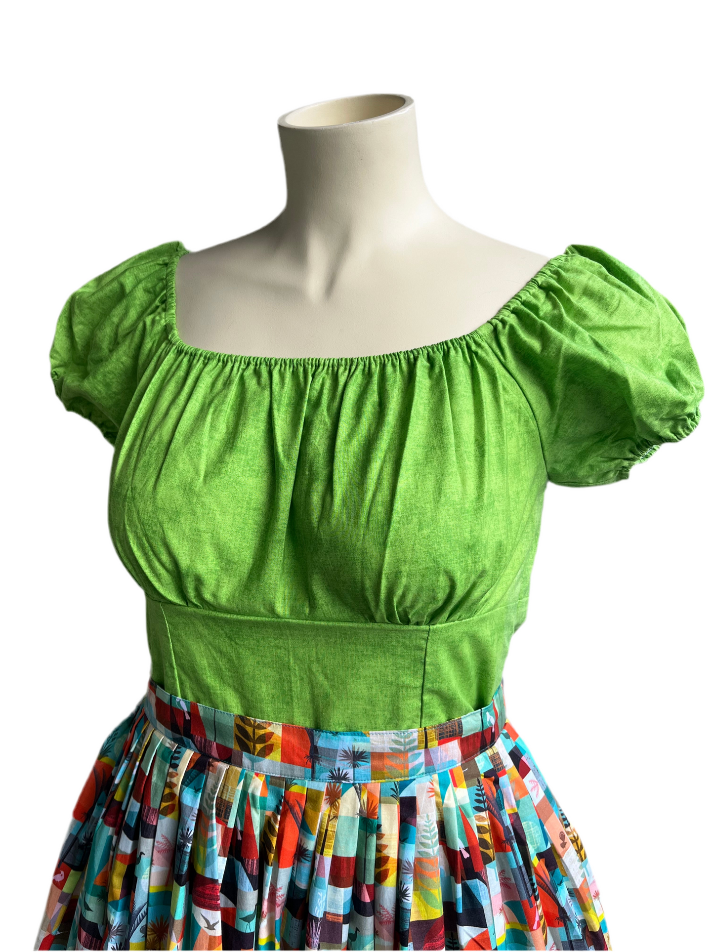 LIME GREEN PEASANT TOP