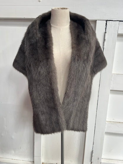 GREY FUR STOLE WRAP