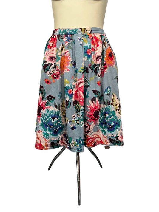 BANNED - DUSKY BLUE FLORAL SKIRT sz XL/14