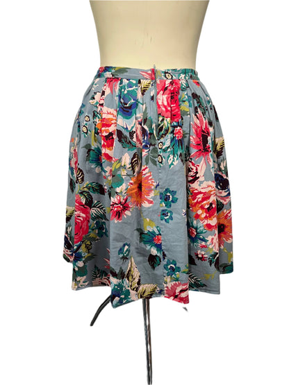 BANNED - DUSKY BLUE FLORAL SKIRT sz XL/14