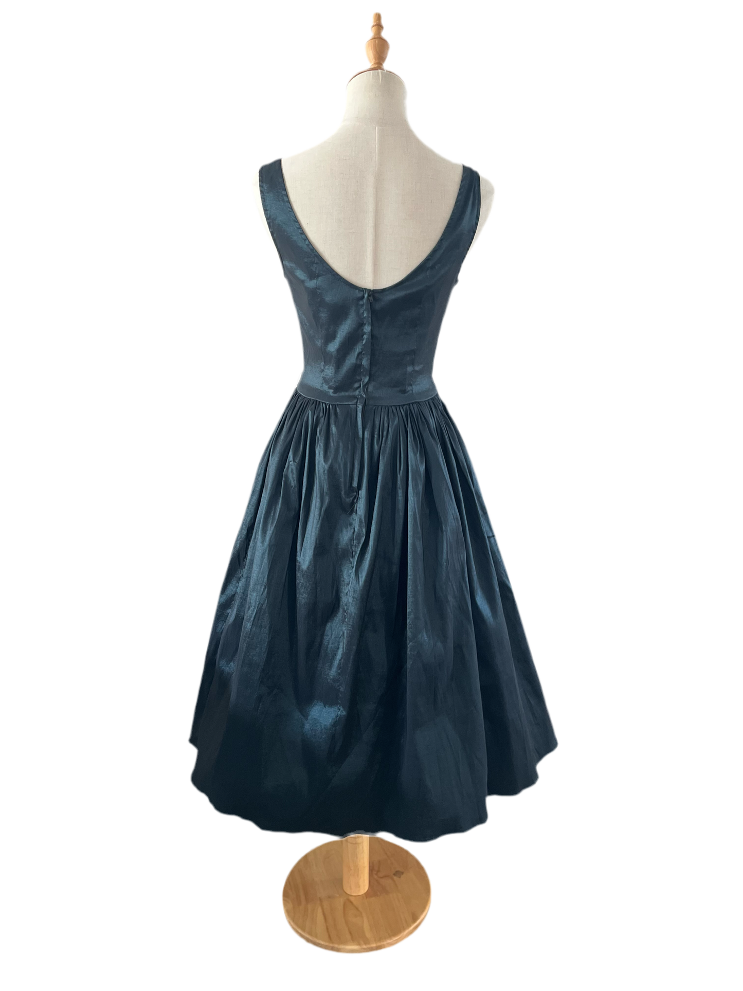 PEACOCK GREEN TAFFETA DRESS sz8