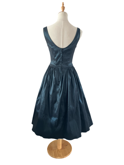 PEACOCK GREEN TAFFETA DRESS sz8