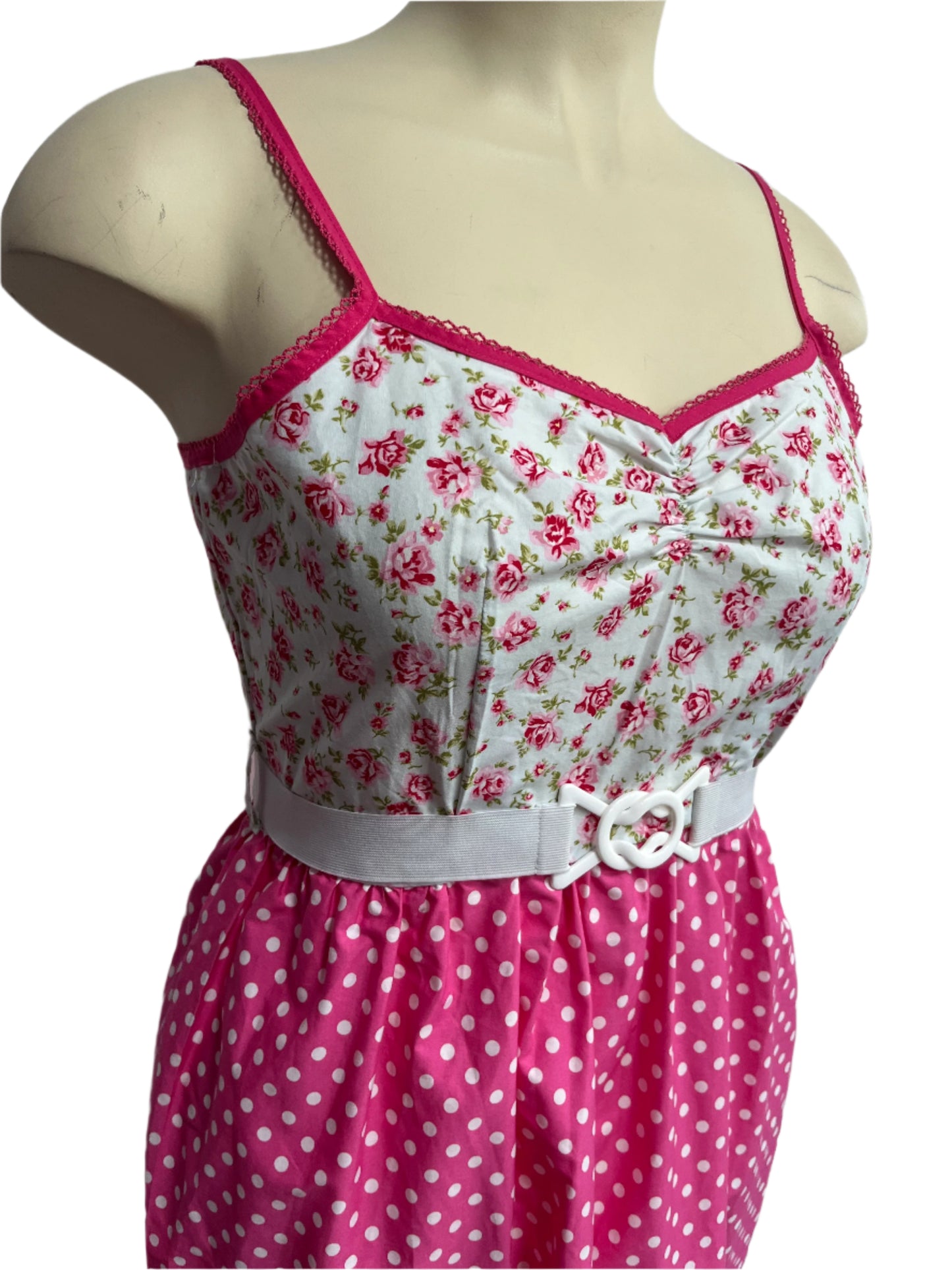 MISS FORTUNE - PINK POLKADOT DRESS SZ 12/14