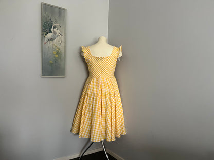 PRETTY DRESS COMPANY YELLOW GINGHAM DRESS SZ 18