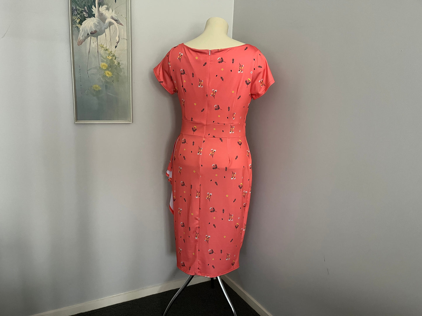 LADY VINTAGE PEACH ELSIE WIGGLE DRESS SZ 18