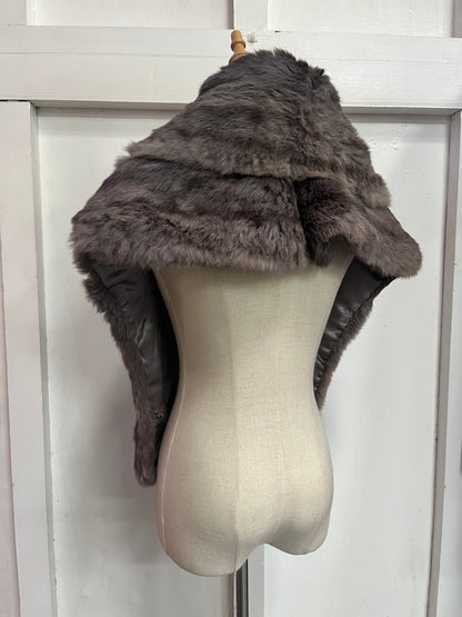 GREY FUR STOLE WRAP