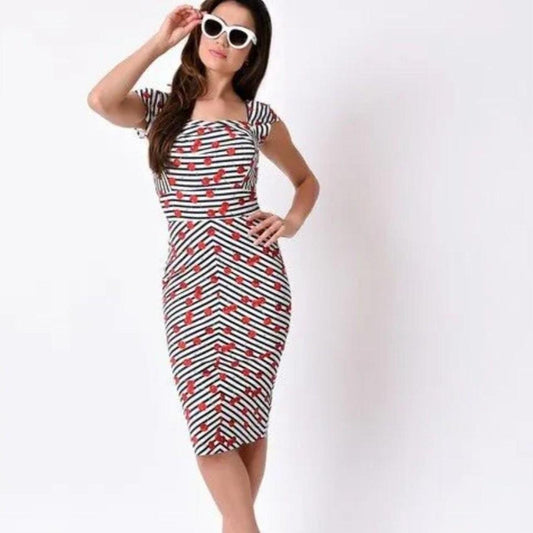 STOP STARING - NAVY CHERRY DRESS sz 10