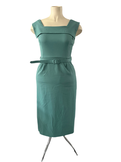 COLLECTIF - MINT GREEN BELTED PENCIL DRESS szXL/14