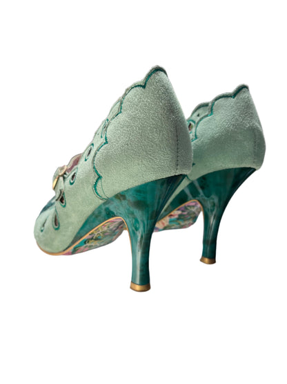 IRREGULAR CHOICE - GREEN ROSE SHOES sz 8