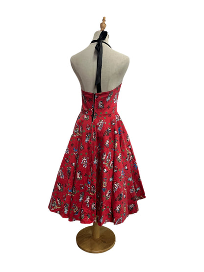 HELLBUNNY - TATTOO HALTER DRESS sz 8