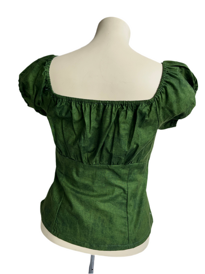 DARK GREEN PEASANT TOP