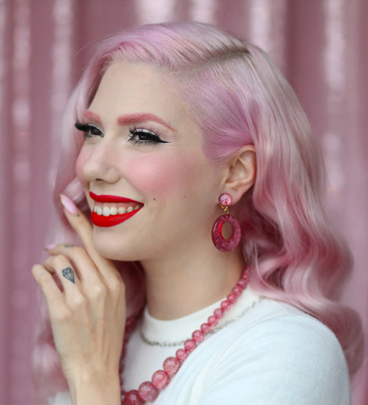 PALE PINK GLITTER  EARRINGS