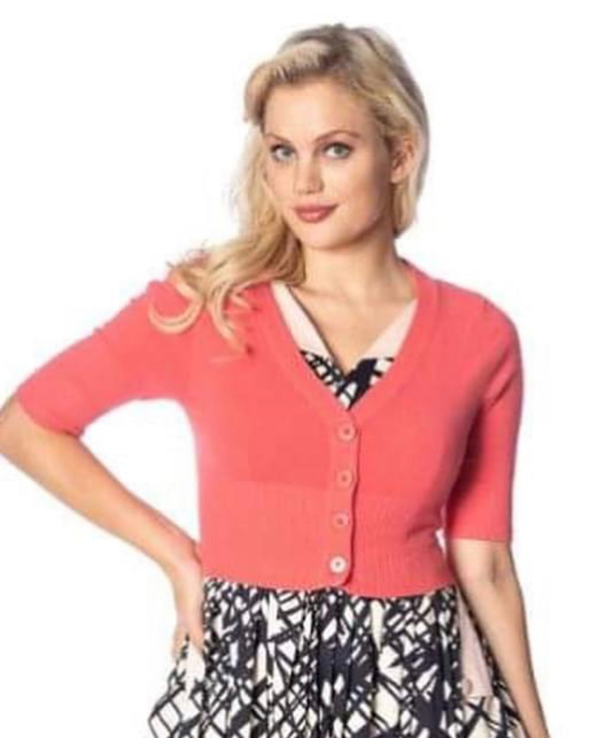 Banned coral cropped cardigan