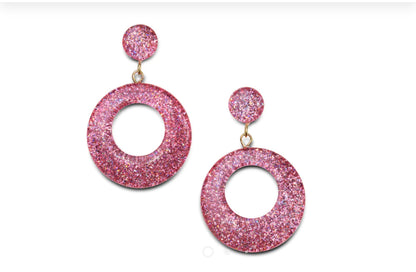 PALE PINK GLITTER  EARRINGS