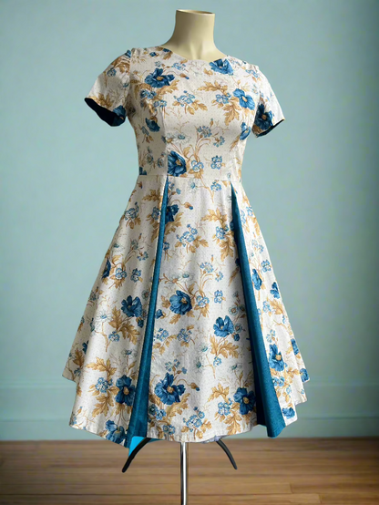 CLASSIC DE-VILLE BLUE POPPY SWING DRESS