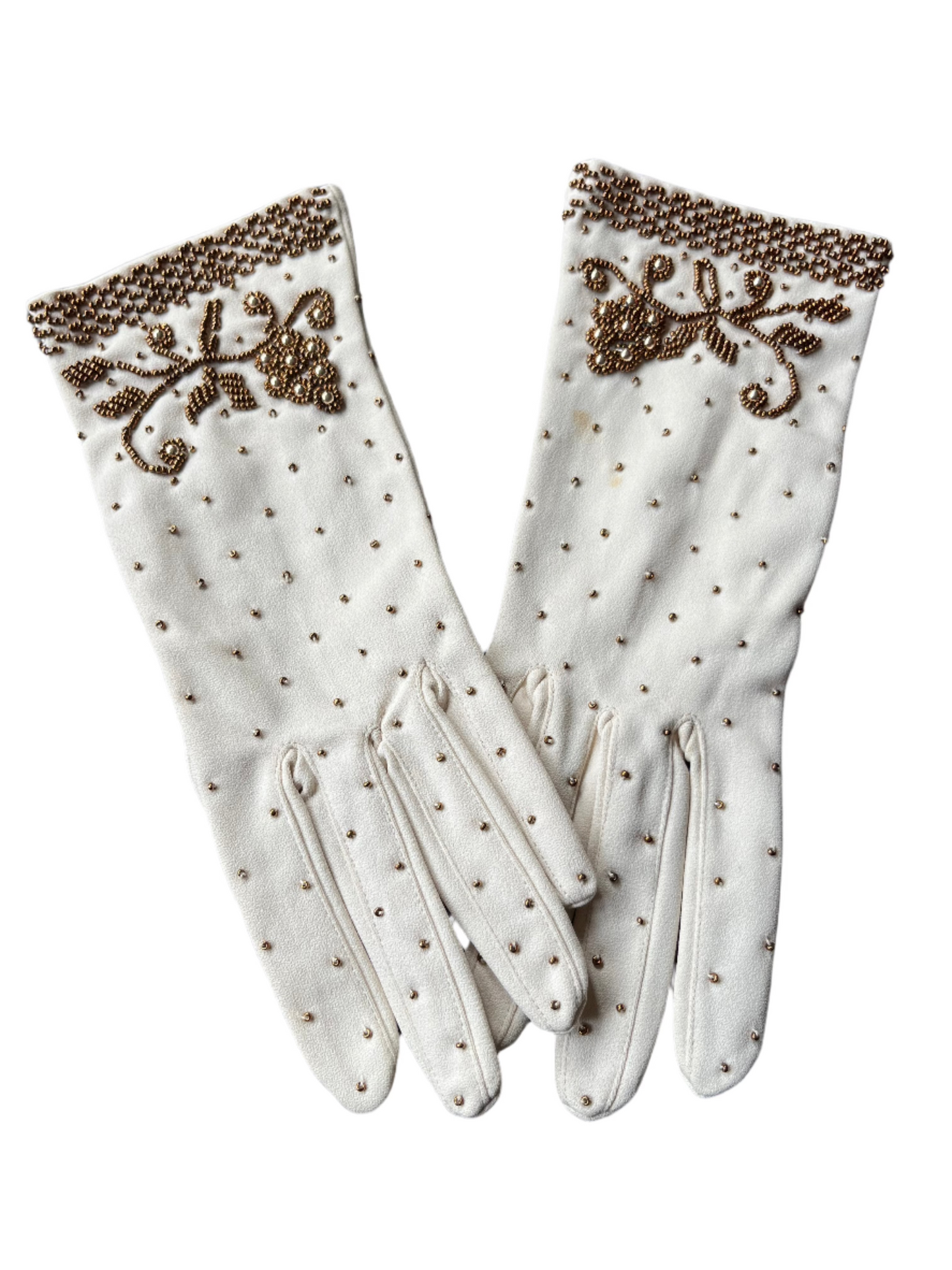 BEADED TAN GLOVES