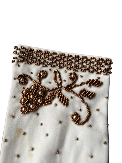 BEADED TAN GLOVES