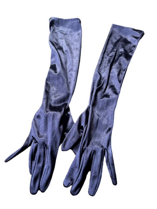 NAVY SATIN GLOVES