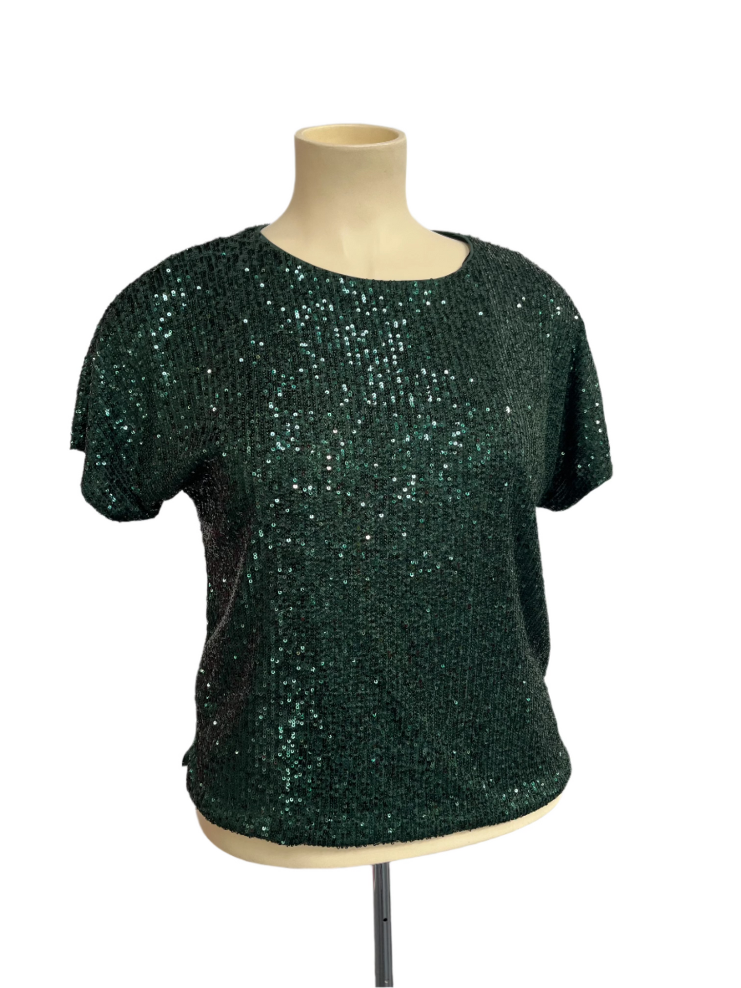 H&M -GREEN SPARKLY TOP szM