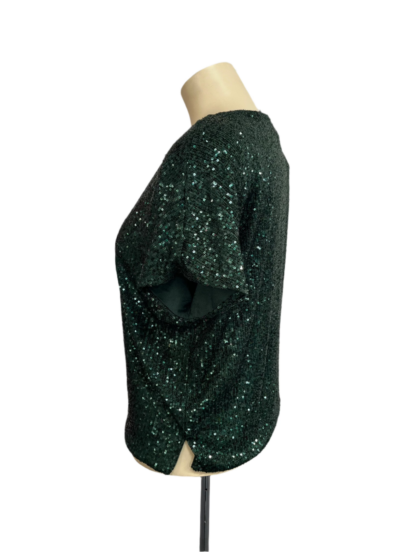 H&M -GREEN SPARKLY TOP szM