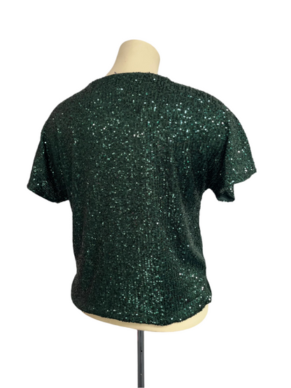 H&M -GREEN SPARKLY TOP szM