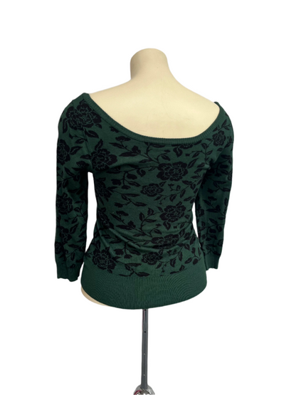 COLLECTIF - GREEN V-NECK JERSEY sz 14