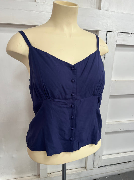 COLLECTIF - NAVY SHOE STRING TOP sz2xl