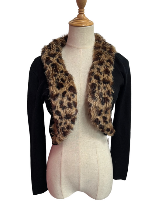 COLLECTIF - BLACK LEOPARD PRINT SHRUG sz 12