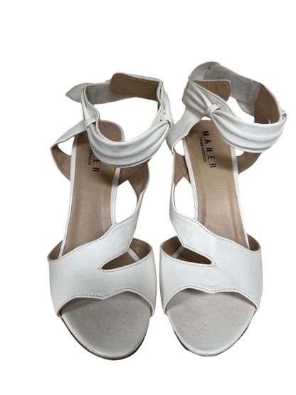 MAHER - WHITE BOW HEELS sz 9