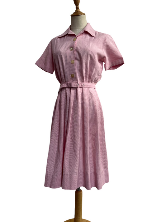 PALE PINK GINGHAM 1950s DRESS sz 8