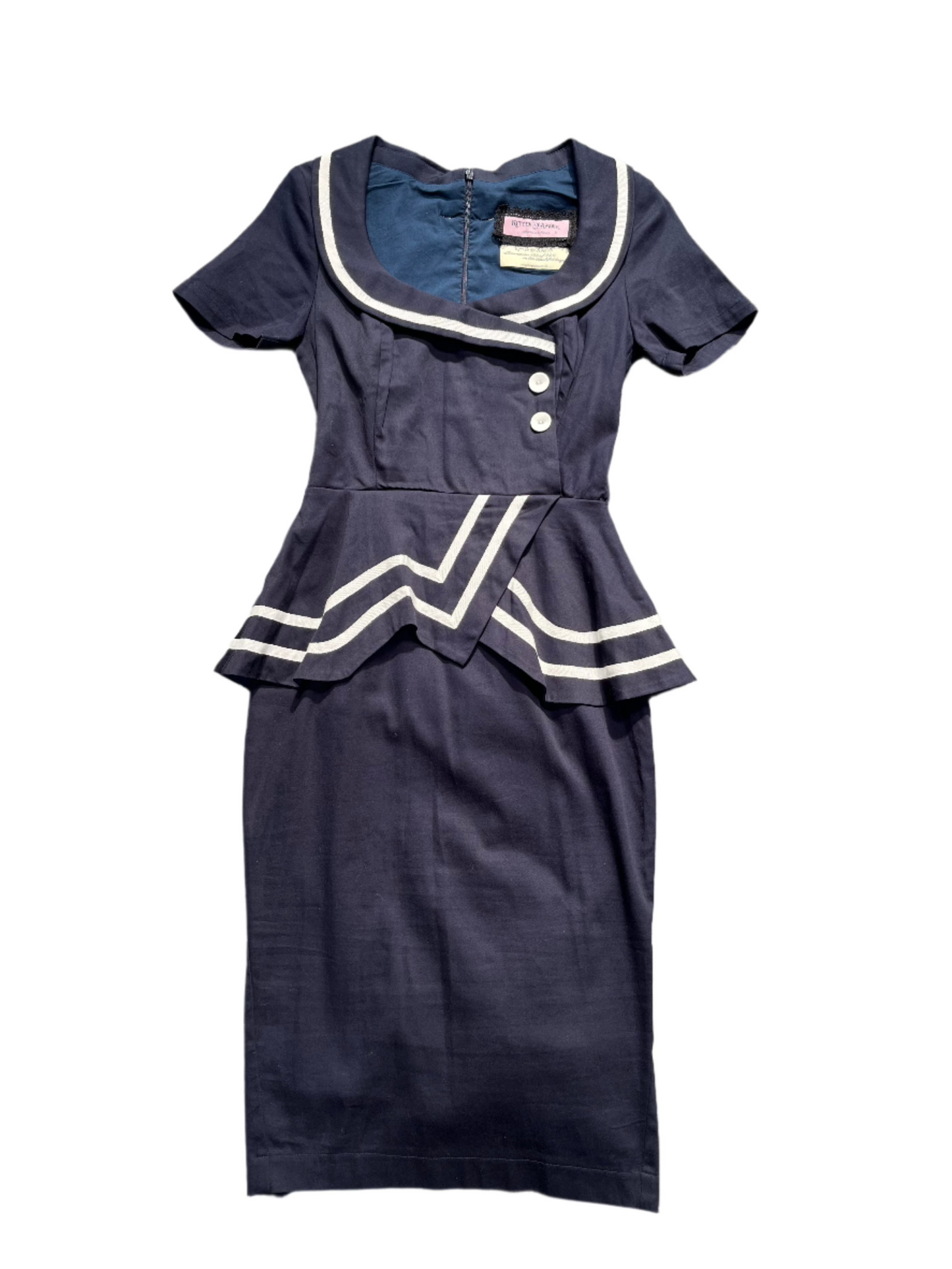 KITTEN DAMOUR - NAUTICAL PEPLUM DRESS sz 8