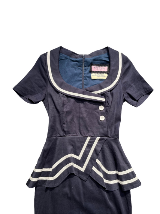 KITTEN DAMOUR - NAUTICAL PEPLUM DRESS sz 8