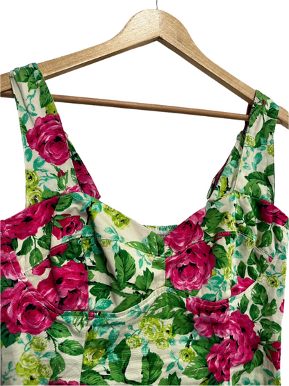 COUTURE : PINK & GREEN FORAL TOP sz 12/14