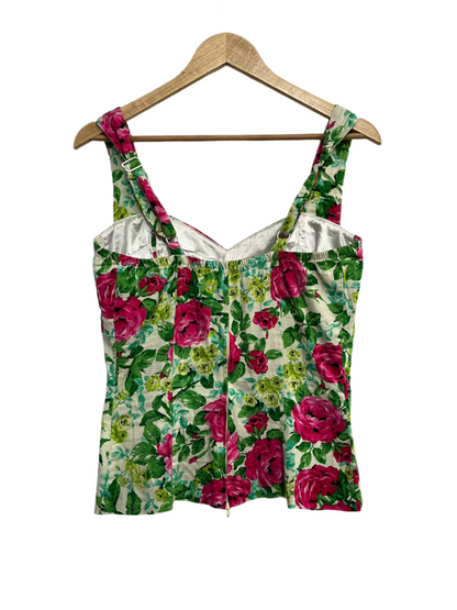 COUTURE : PINK & GREEN FORAL TOP sz 12/14