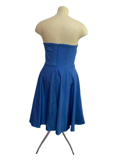 BLUE BONED STRAPLESS DRESS sz 14