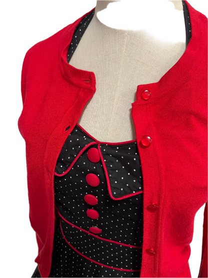 HEARTS & ROSES - RED L/S CARDIGAN sz M/12