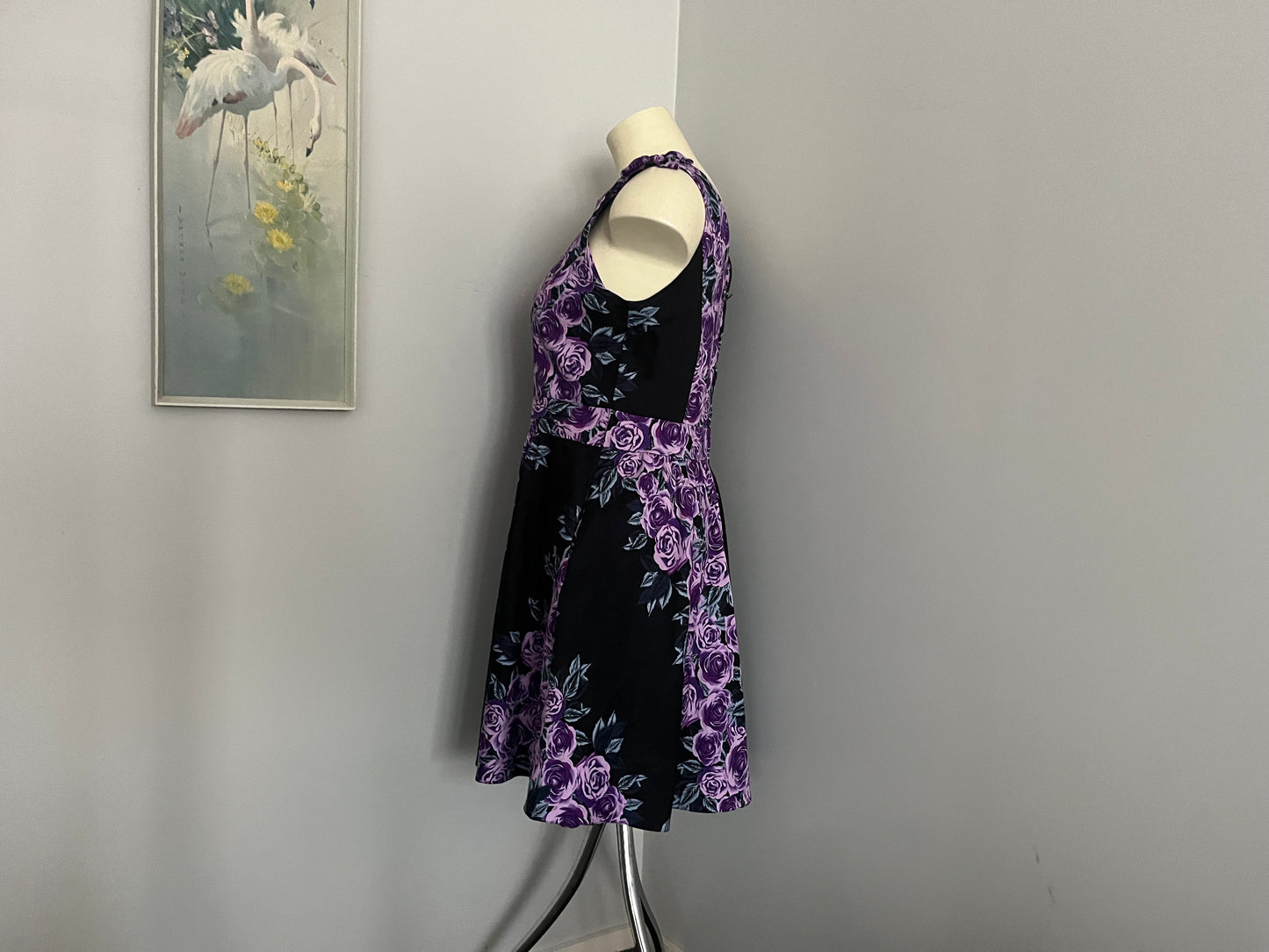 LADY VINTAGE PURPLE FLORAL DRESS SZ 18