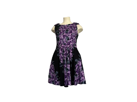 LADY VINTAGE PURPLE FLORAL DRESS SZ 18