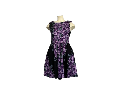 LADY VINTAGE PURPLE FLORAL DRESS SZ 18