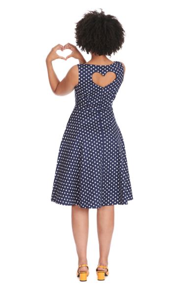 DOTTY DAYS SWING DRESS - NAVY