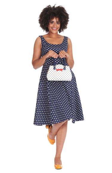 DOTTY DAYS SWING DRESS - NAVY