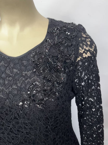 HOPFNER (model) 80s BLACK LACE LAYERED DRESS sz 16