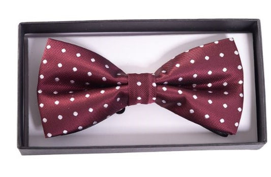 BURGUNDY POLKADOT BOW TIE